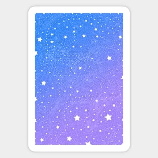 Stars and Space, Vivid Blue & Violet Night Sky Vector Pattern Design Sticker